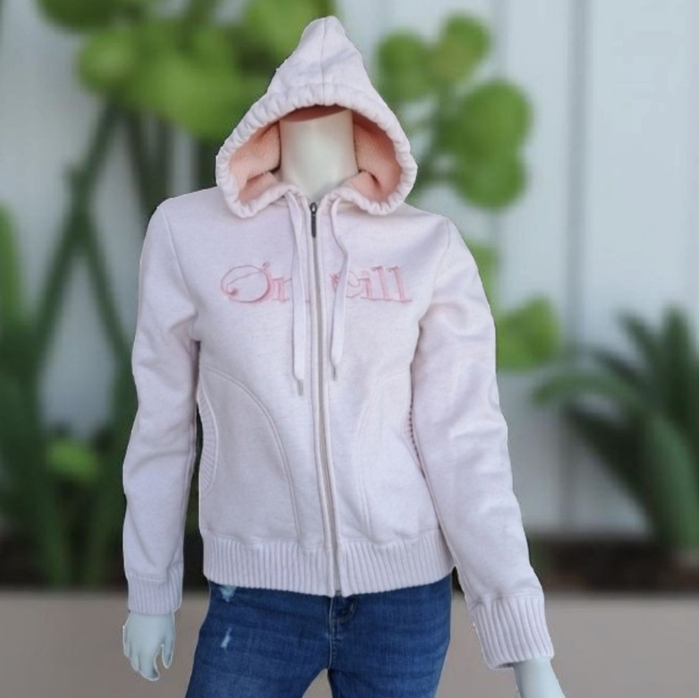 O'Neill fleeci zip up pink hoodie sweatshirt size 6 pink hooded